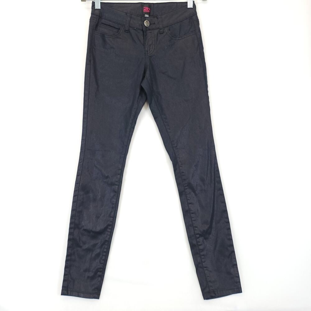 Bebe 2b Skinny Jeans Shimmery Sparkly Pants Stretch Women 26 Black Grunge Edgy